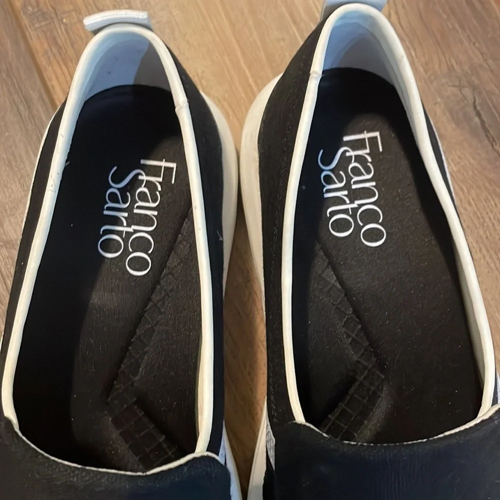FRANCO SARTO Black‎ Fabric Maldives Almond-Toe Slip-On Sneakers SZ 5